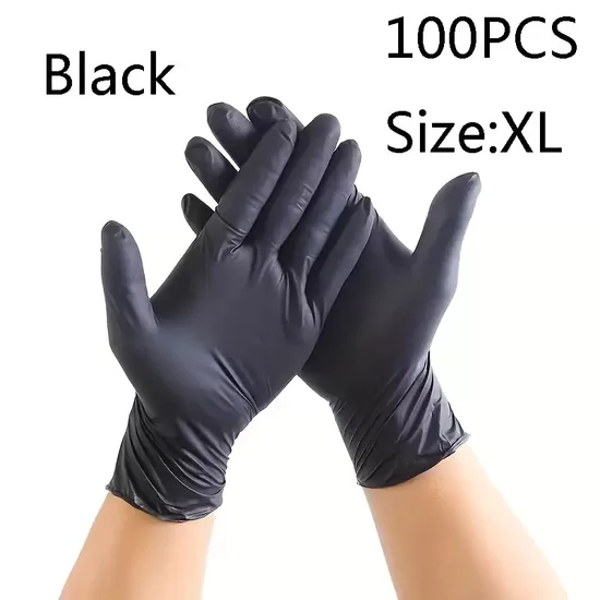 Vienreizlietojamie lateksa cimdi, Melni, 100gb, XL